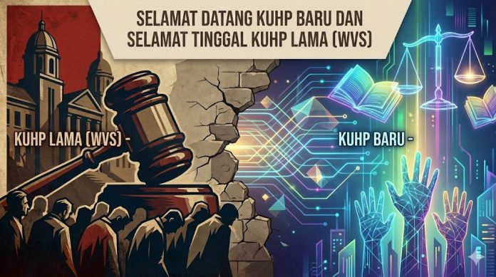 Selamat Datang KUHP Baru dan Selamat Tinggal KUHP Lama (Ilustrasi menggunakan Chat GPT dan Gemini) Indonesia kini memiliki KUHP Baru, menggantikan KUHP Lama dari era kolonial