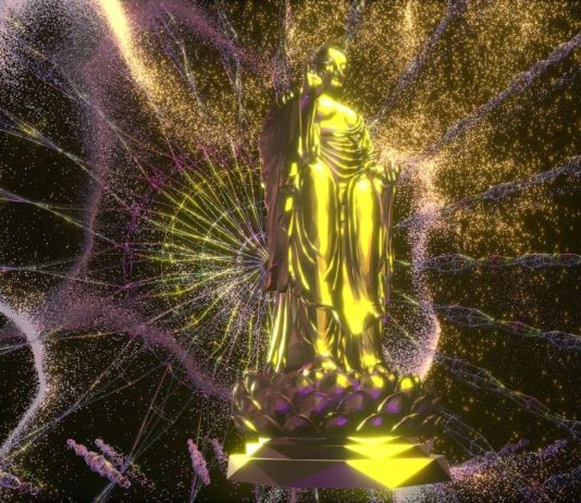 Cyber NamuNamu memadukan mantra Buddha, Musik Elekronik dan visual digital imersif untuk suatu pengalaman spiritual baru.