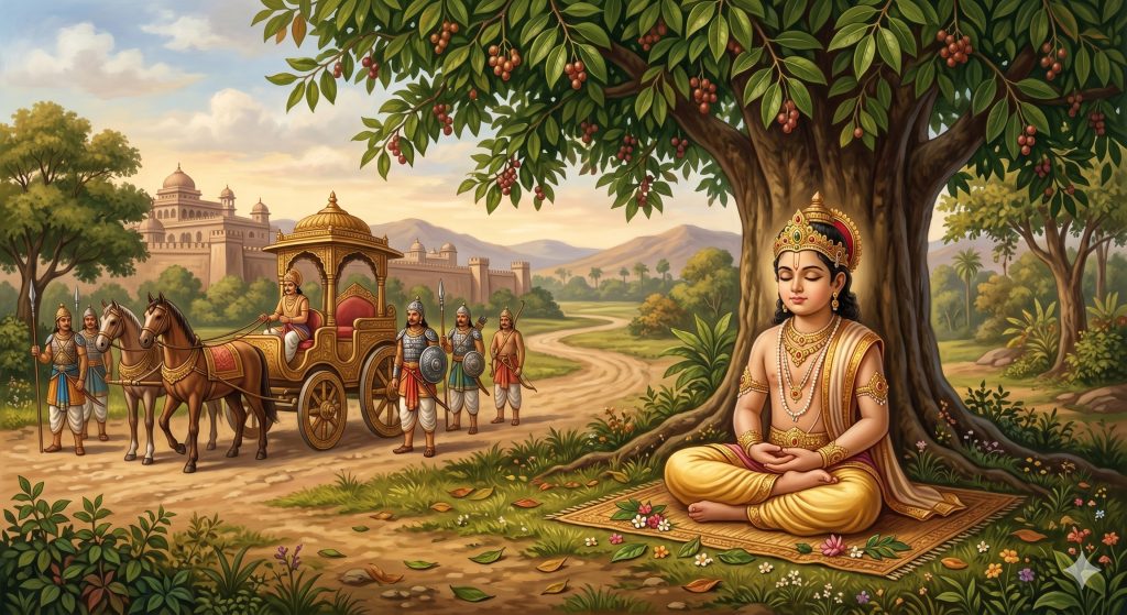 Buddha kecil di bawah pohon jambu