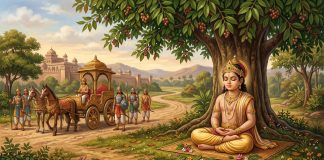 Buddha kecil di bawah pohon jambu