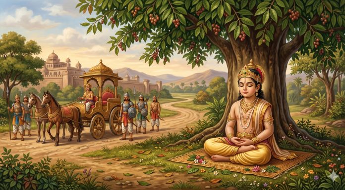 Buddha kecil di bawah pohon jambu