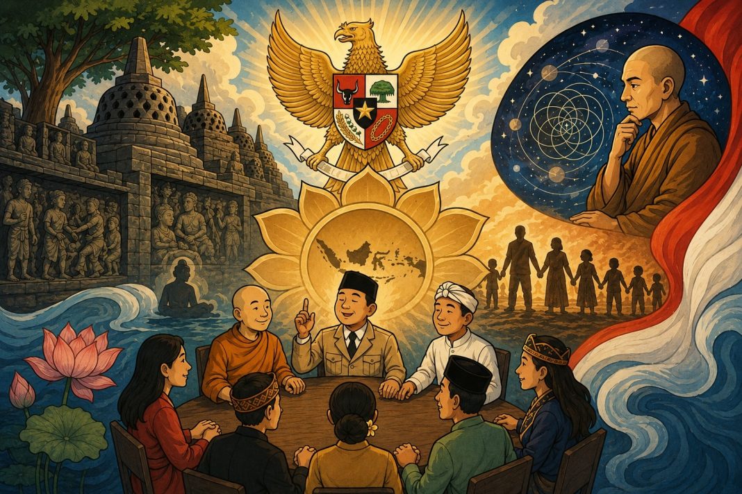 Jejak Buddha dalam Pancasila Dasar Negara RI (Ilustrasi: ChatGPT) Jejak Buddha dalam Pancasila Dasar Negara RI
